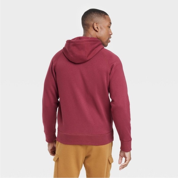 NWT Men's Red Cotton Fleece Full Zip Hoodie Sweatshirt - Picture 3 of 4